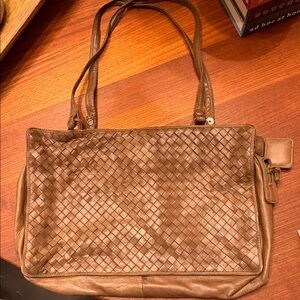 Vintage Bottega Veneta Brown Woven Leather Shoulder Bag